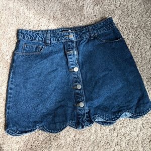 Boohoo Scalloped Denim Skirt
